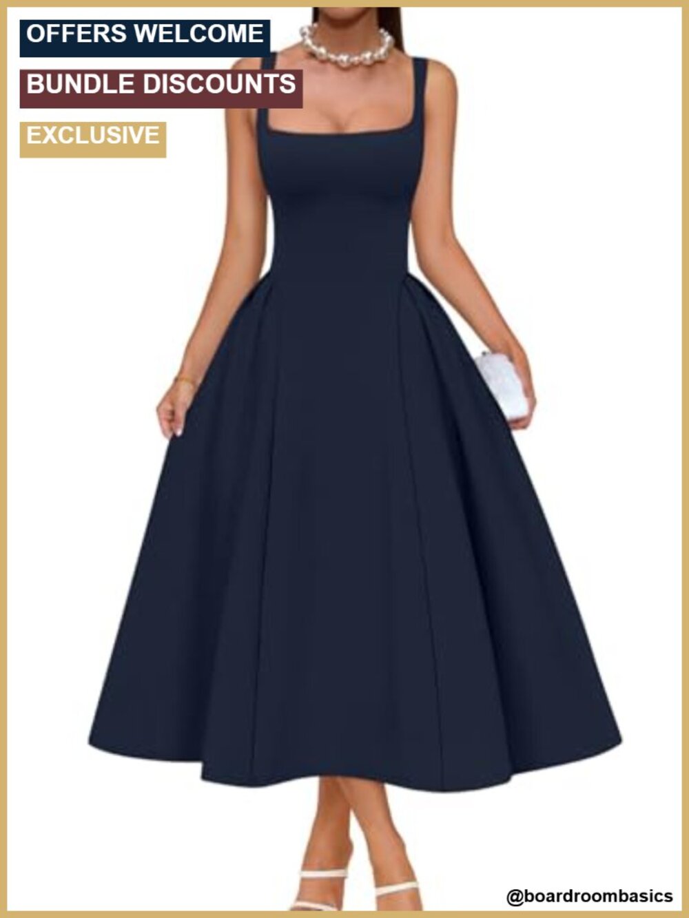 Square Neck Ruched A-Line Midi Dress Short Sleeve Party